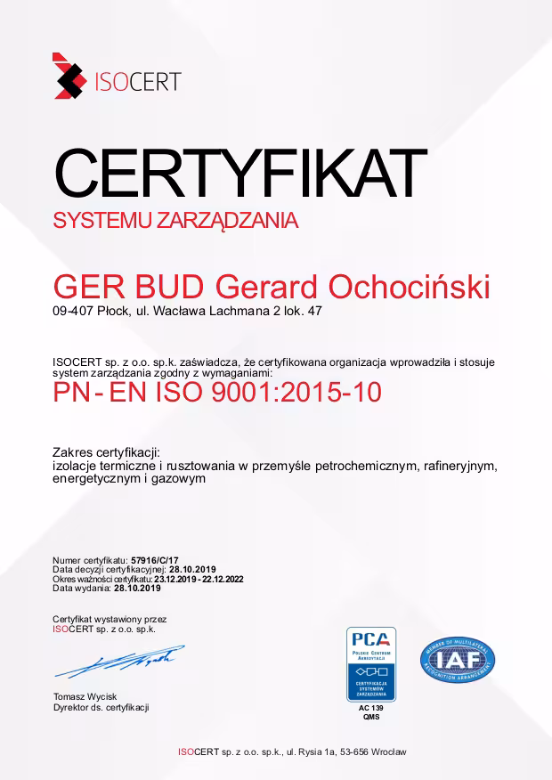 Certyfikat PN - EN ISO 9001:2015-10